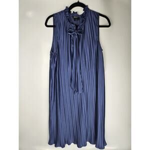 DKNY Sheath Sleeveless Dress Size 12, Tie Keyhole V Neckline, Ruffled Neck & Hem